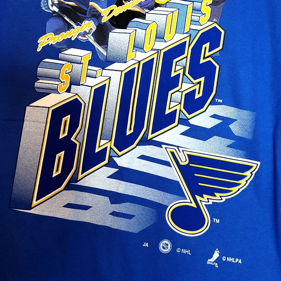 Vintage 1999 Chris Pronger, Pavol Demitra and Pierre Turgeon STL Blues Tee - Picture 5 of 6